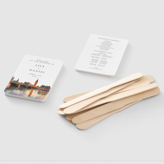 Éventail London Skyline Watercolor Wedding Program (Non-assemblé)
