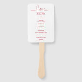 Éventail Loopy Love Lines Red Heart Wedding Programme (Devant)