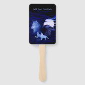 Éventail Loup et corbeau dans la nuit (Dos)