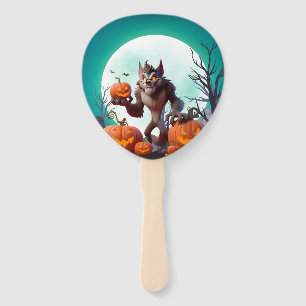 Éventail Loup-garou d'Halloween et citrouilles