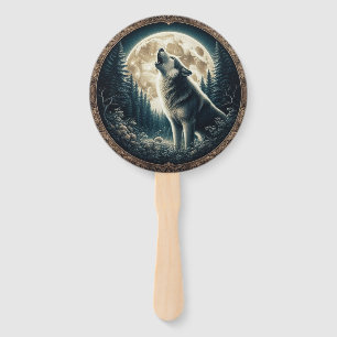 Éventail Loup vintage et lune classique