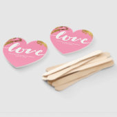 Éventail Love Gold Foil Pink Typographie Mariage (Non-assemblé)