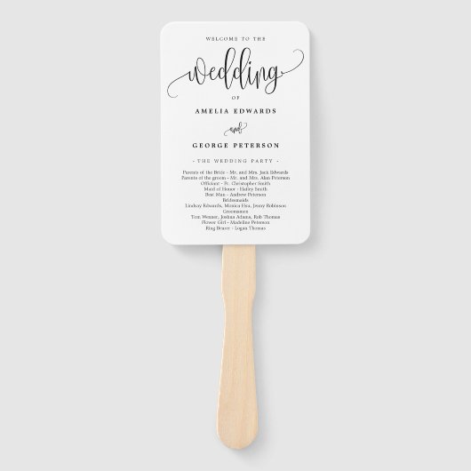 Éventail Lovely Calligraphy EDITABLE COULEUR Wedding Progra (Devant)