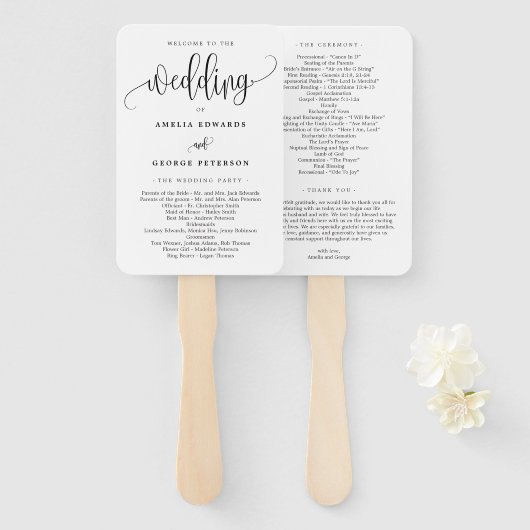 Éventail Lovely Calligraphy EDITABLE COULEUR Wedding Progra (Devant et derrière)