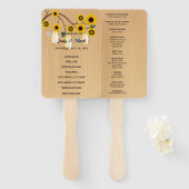 Éventail Lumière Rustique Jaune Floral Mason jarres Mariage (Devant et derrière)