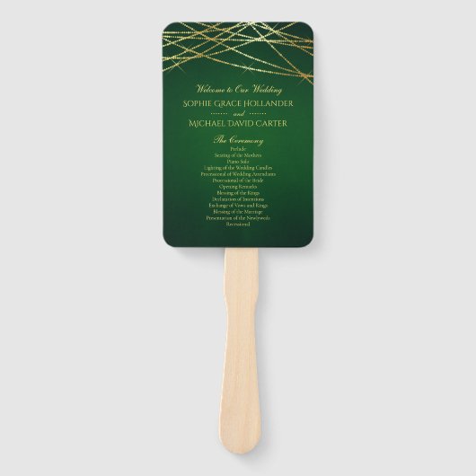 Éventail Lumières à cordes d'or sur Emerald Green (Devant)