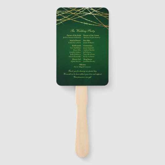 Éventail Lumières à cordes d'or sur Emerald Green (Dos)