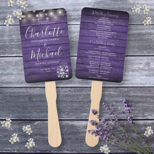 Éventail Lumières de Chaîne en Bois Rustique Violet Program