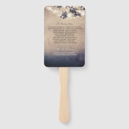 Éventail Lumières et directions Programme de mariage rustiq (Dos)