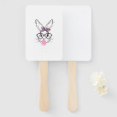 Éventail Lunettes de léopard visage de lapin Bubble Gum jou (Devant et derrière)