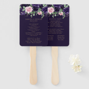 Éventail Lush Blossom Cérémonie de Roses Violettes et Ros