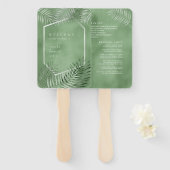 Éventail Lush Palm Leaf Wedding Programme Moss Green ID956 (Devant et derrière)