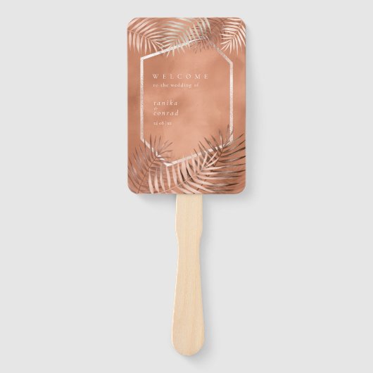 Éventail Lush Palm Leaf Wedding Programme Terra Cotta ID956 (Devant)