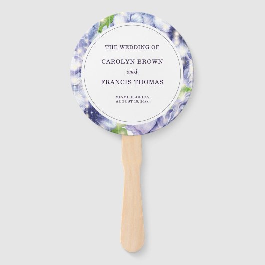 Éventail Luxe Floral Anemone Purple Wedding Programme (Devant)