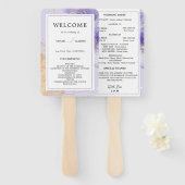 Éventail Luxe Purple & Golden Abstrait Wedding Programme (Devant et derrière)