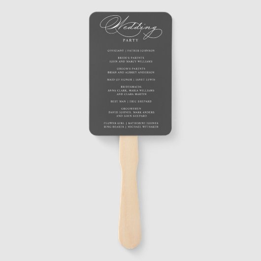 Éventail Luxueux programme de mariage de typographie (Dos)