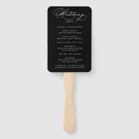 Éventail Luxueux programme de mariage de typographie (Dos)