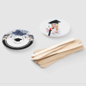 Éventail Luxury Black Gold Photo Floral Graduation (Non-assemblé)