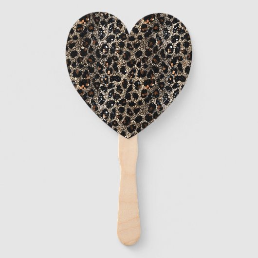Éventail Luxury Glitter Brown Black Gold Leopard Pattern (Devant)
