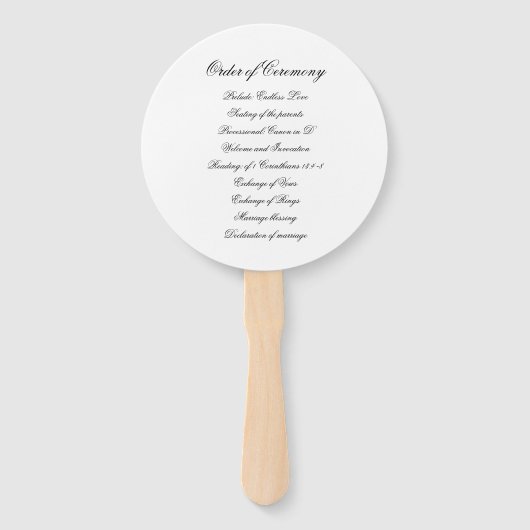 Éventail M. et Mme Elegant Calligraphy Wedding Programme (Dos)