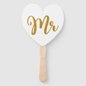 Éventail M. & Mme Gold Parties scintillant Typographie (Devant)