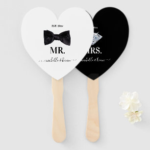 Éventail M. & Mme Mariage noir et blanc