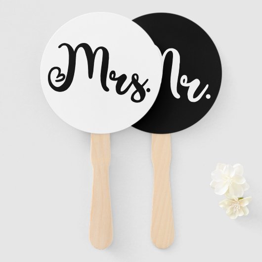 Éventail M. ou Mme Jeu minimal Mariage moderne (Devant et derrière)