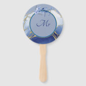 Éventail M. ou Mme Modern Blue Aqua Marble Mariage Jeu (Dos)