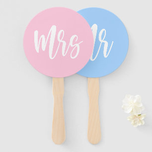 Éventail M. ou Mme Pink Blue Bride Groom Mariage Jeu