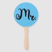 Éventail M. ou Mme Pink Blue Bride Groom Mariage Jeu (Dos)