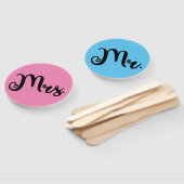 Éventail M. ou Mme Pink Blue Bride Groom Mariage Jeu (Non-assemblé)