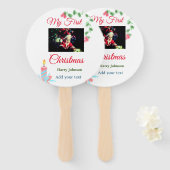 Éventail Ma première bougie de Noël ajouter nom photo bébé  (Devant et derrière)