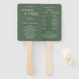 Éventail Madeline Forest Green Programme de mariage moderne