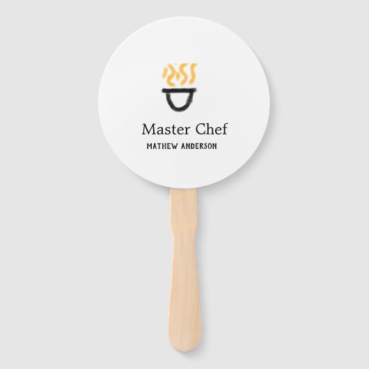 Éventail Maître chef ajouter nom poêle noir feu fumée co (Devant)