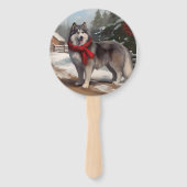 Éventail Malamute d'Alaska dans la neige de Noël (Dos)