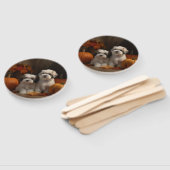 Éventail Malti tzu Puppy Citrouille d'automne (Non-assemblé)