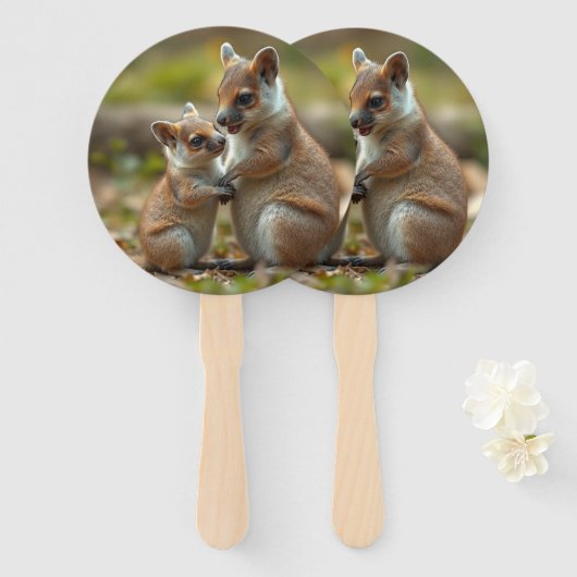 Éventail Mama Et Bébé Quokka Leçons De Vie, (Devant et derrière)