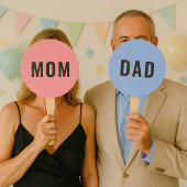 Éventail Maman ou papa ? | Jeu de Baby shower rose moderne