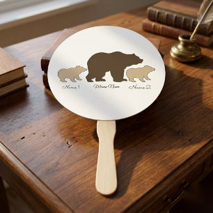 Éventail Maman Ours Personnalisée Avec 2 Noms D'Enfants Cad