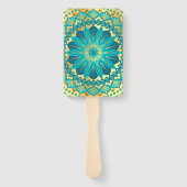 Éventail Mandala Fleur Bleu Or (Dos)