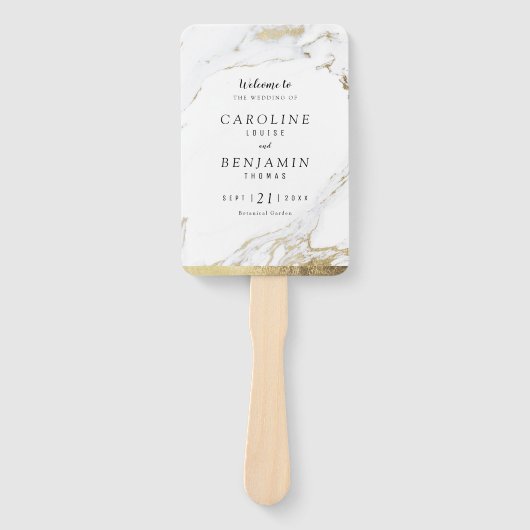 Éventail Marbre d'or Faux programme de mariage moderne (Devant)
