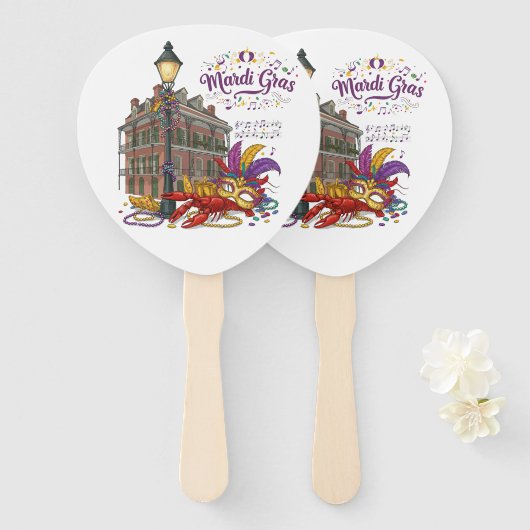 Éventail Mardi Gras (Devant et derrière)
