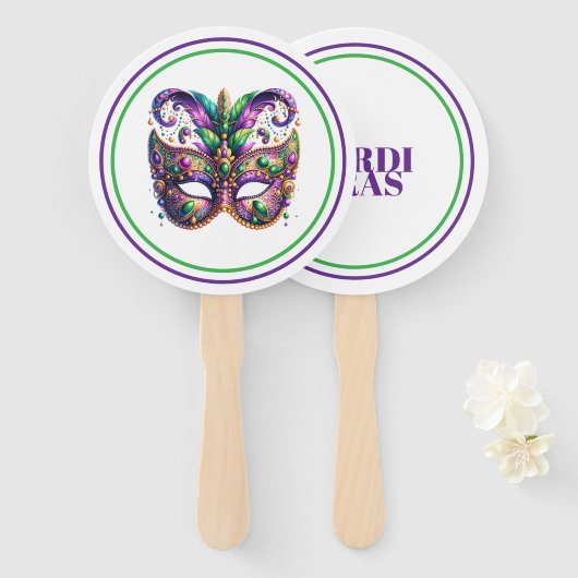 Éventail Mardi Gras (Devant et derrière)