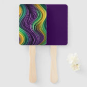 Éventail Mardi Gras coloré à motif vague (Devant et derrière)