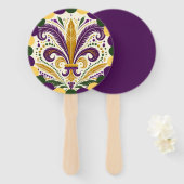 Éventail Mardi Gras fleur-de-lis  (Devant et derrière)