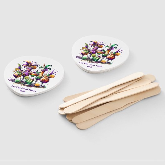 Éventail Mardi Gras     Hand Fan (Non-assemblé)