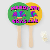 Éventail Mardi Gras Jester Casquette Fan main (Devant et derrière)