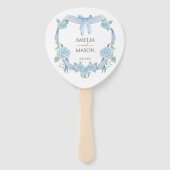 Éventail Mariage à l'aquarelle avec hydrangea bleu poussiér (Dos)