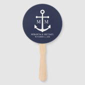 Éventail Mariage Ancre bleu marine (Dos)