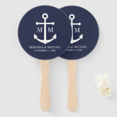 Éventail Mariage Ancre bleu marine (Devant et derrière)
